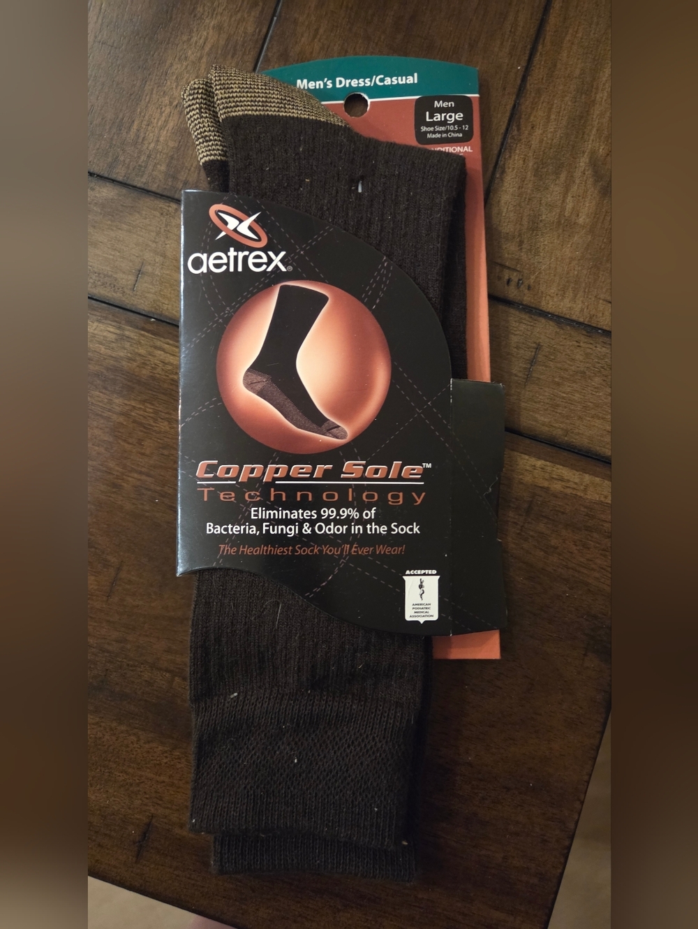 AETREX COPPER SOLE-Dress Or Casual Socks - Brown - Men's L - 10.5 - 12